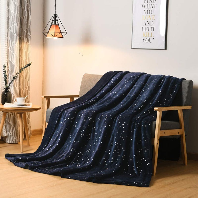 NANPIPER Throw Blanket, Ultra Soft Thick Microplush Bed Blanket, All Season Premium Fluffy Microfiber Fleece Throw for Sofa Couch (Throw Size 90"x90", Navy Blue) - Image 3